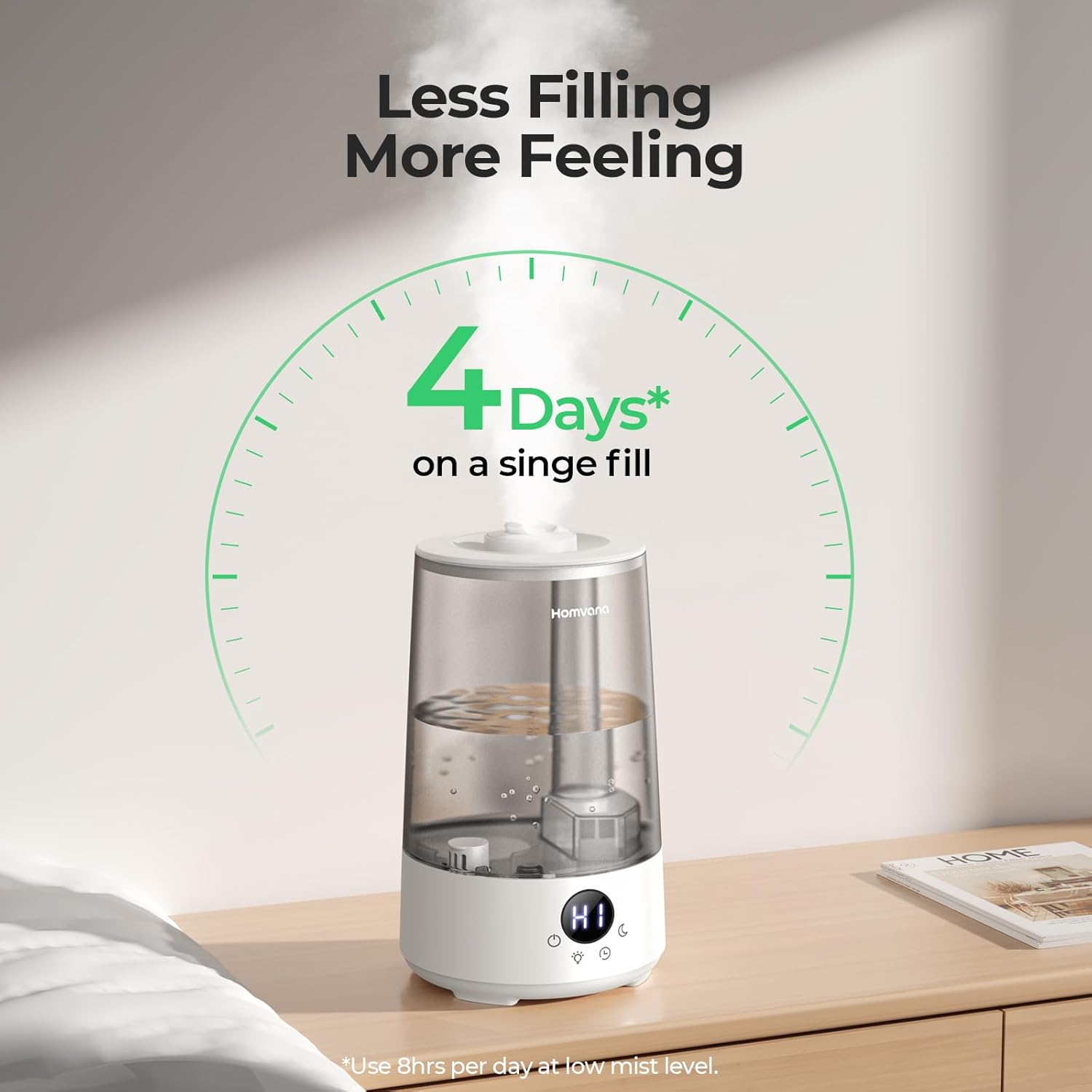 Homvana Humidifier for Bedroom, 3.6L Cool Mist for Large Room Office