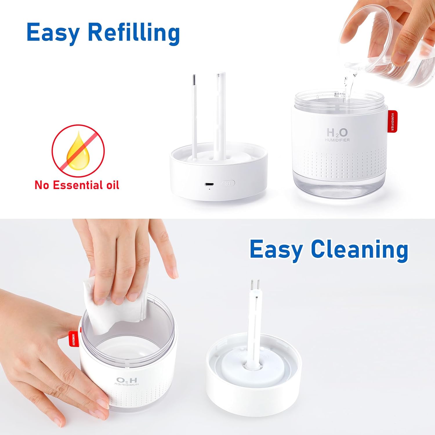 Humidifiers, 500ML Humidifier for Bedroom with Night Light