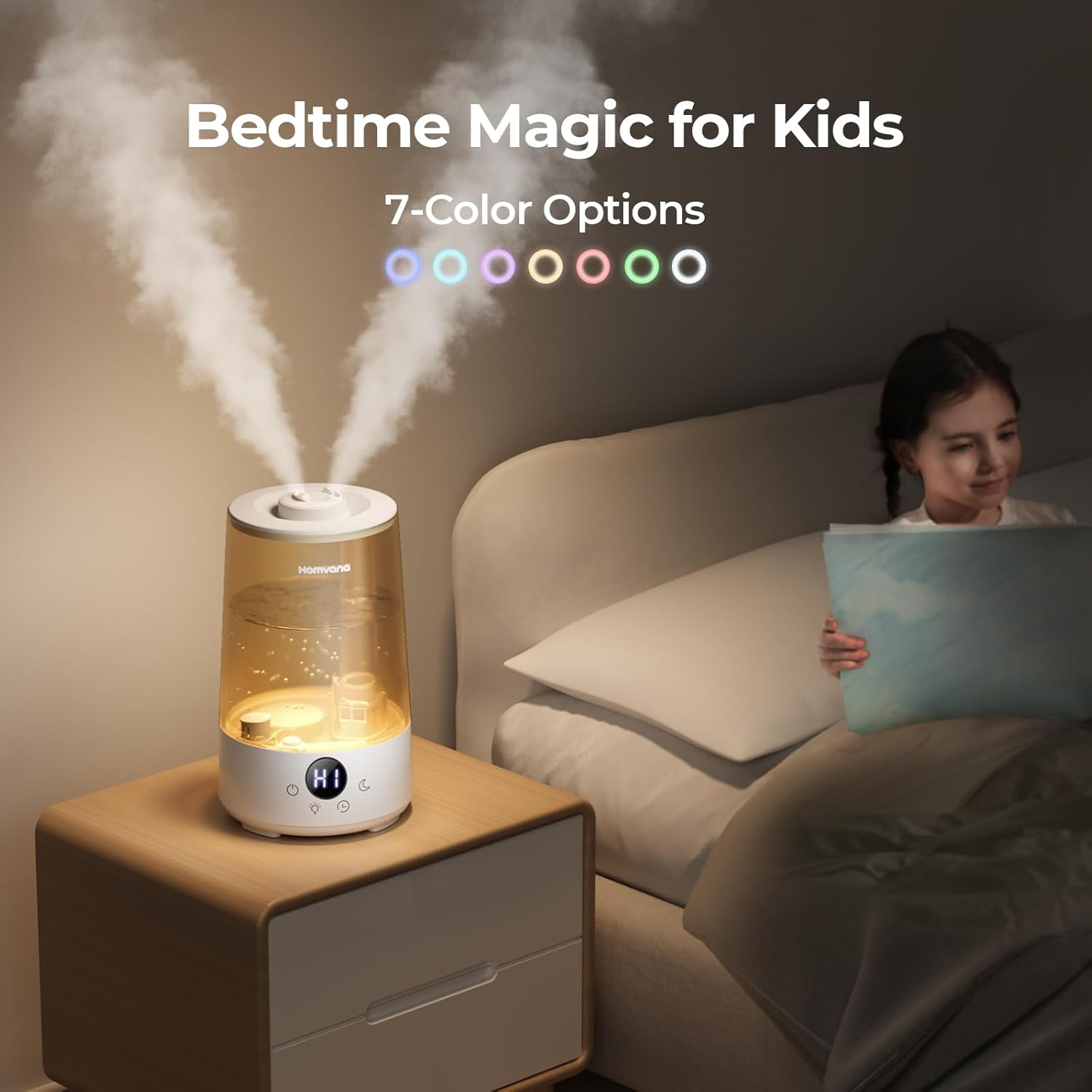 Homvana Humidifier for Bedroom, 3.6L Cool Mist for Large Room Office