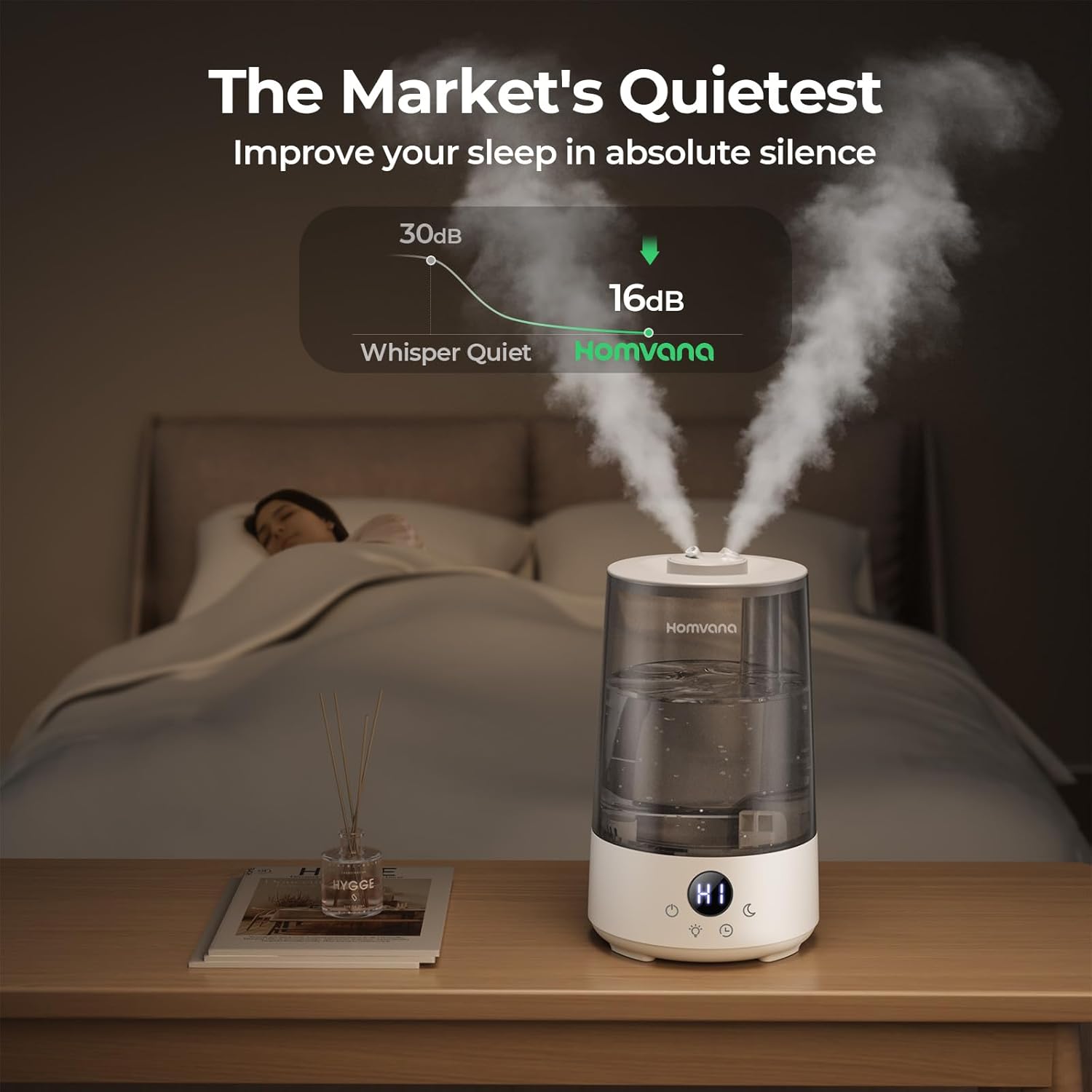 Homvana Humidifier for Bedroom, 3.6L Cool Mist for Large Room Office