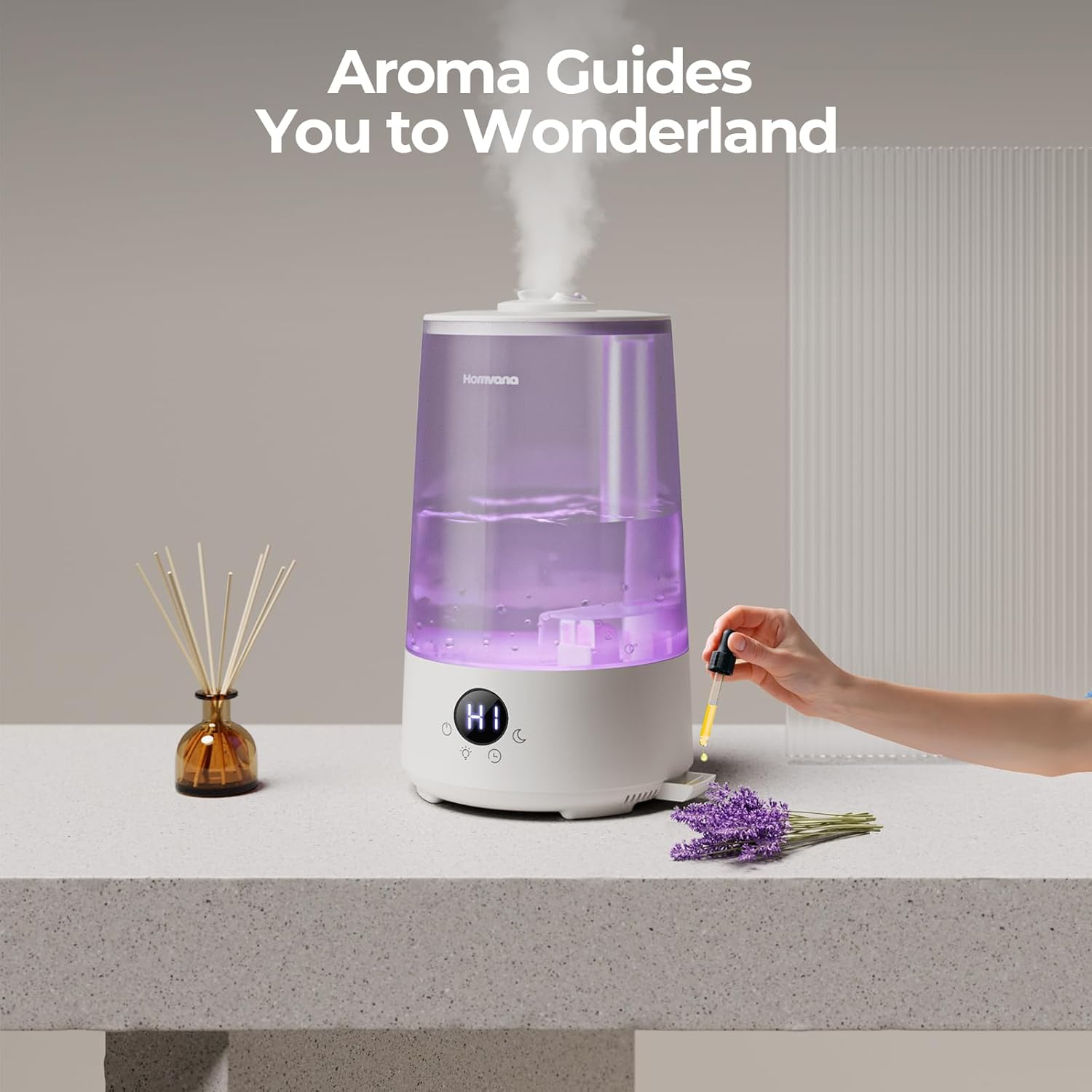 Homvana Humidifier for Bedroom, 3.6L Cool Mist for Large Room Office