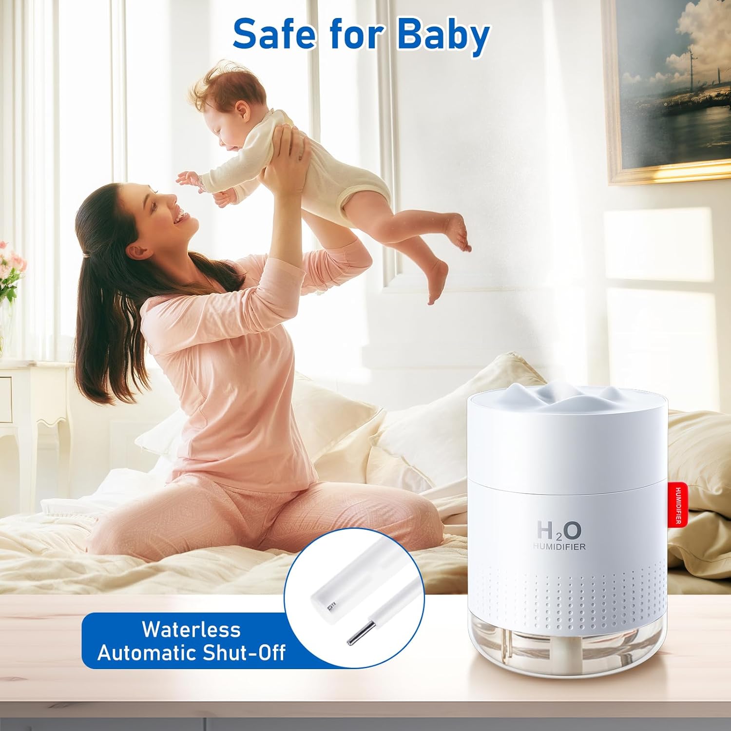 Humidifiers, 500ML Humidifier for Bedroom with Night Light