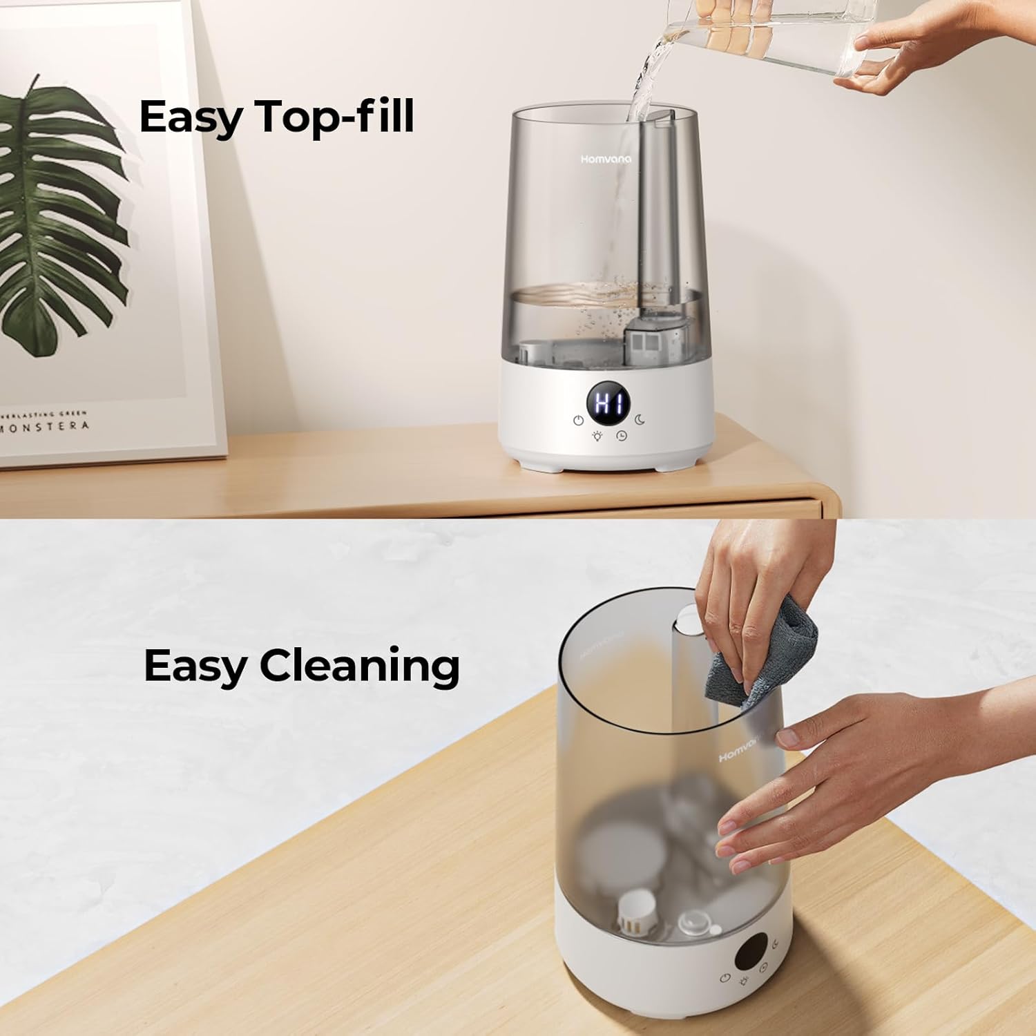 Homvana Humidifier for Bedroom, 3.6L Cool Mist for Large Room Office