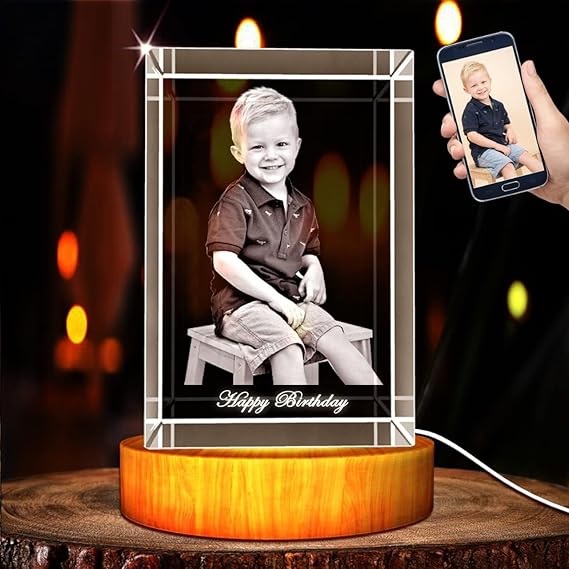 3D holographic Photo etched engraved INSIDE the crystal