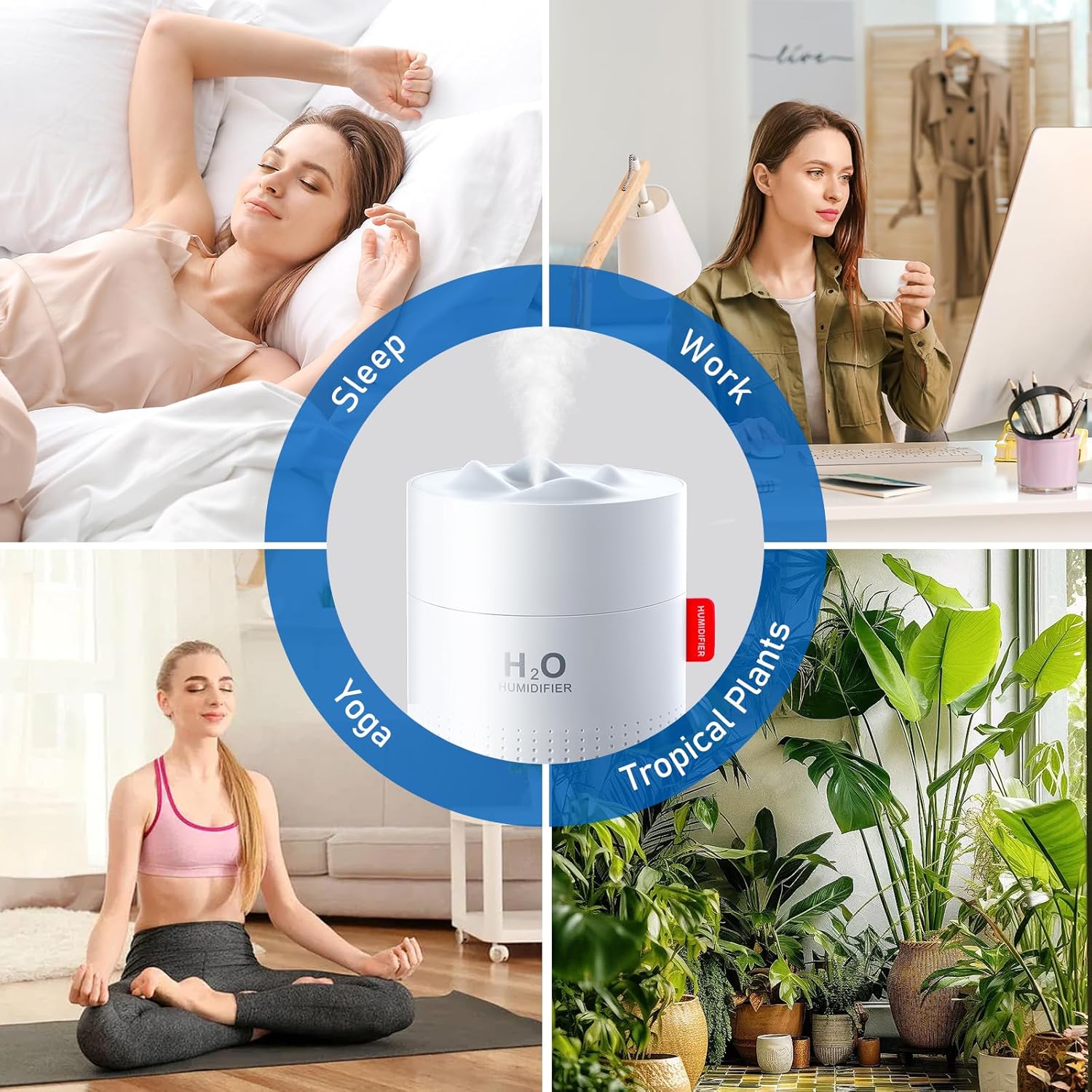 Humidifiers, 500ML Humidifier for Bedroom with Night Light
