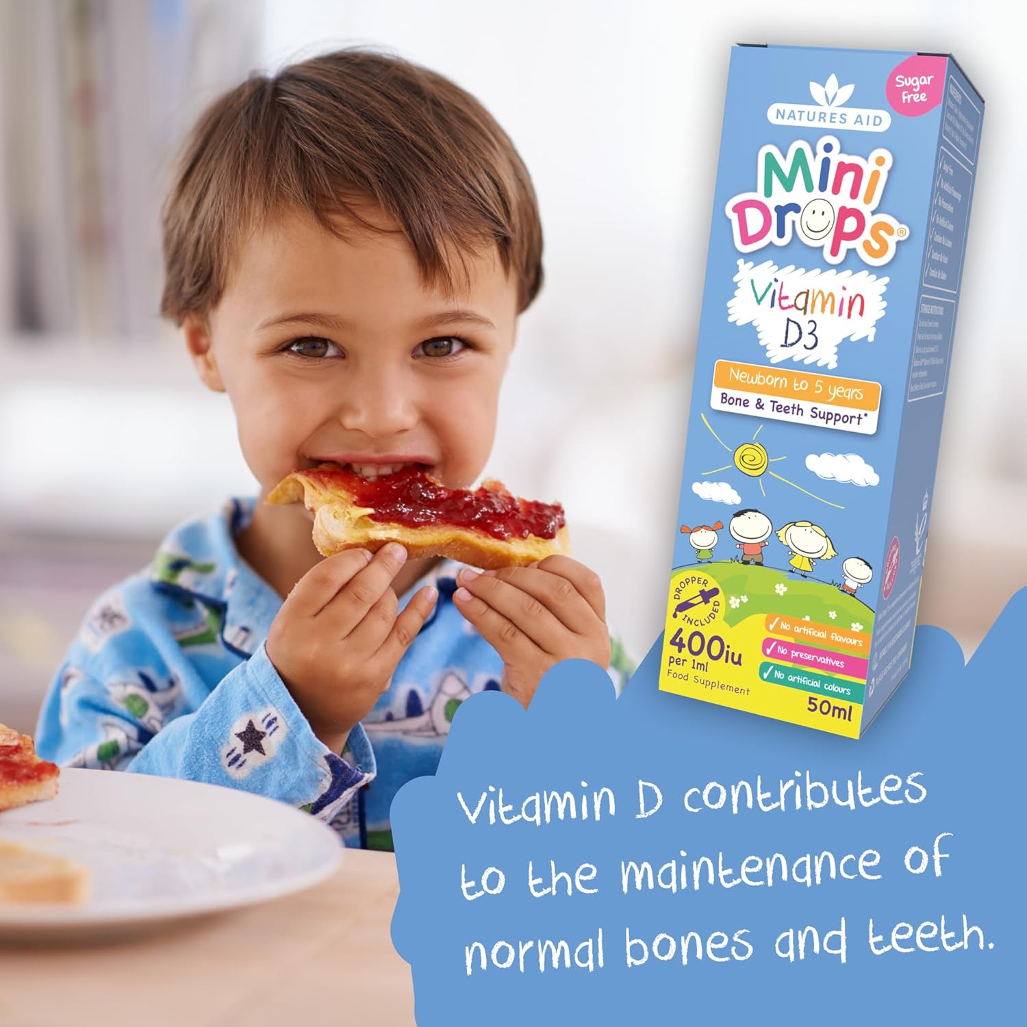 Natures Aid Mini Drops Vitamin D3 50ml for Infants & Kids
