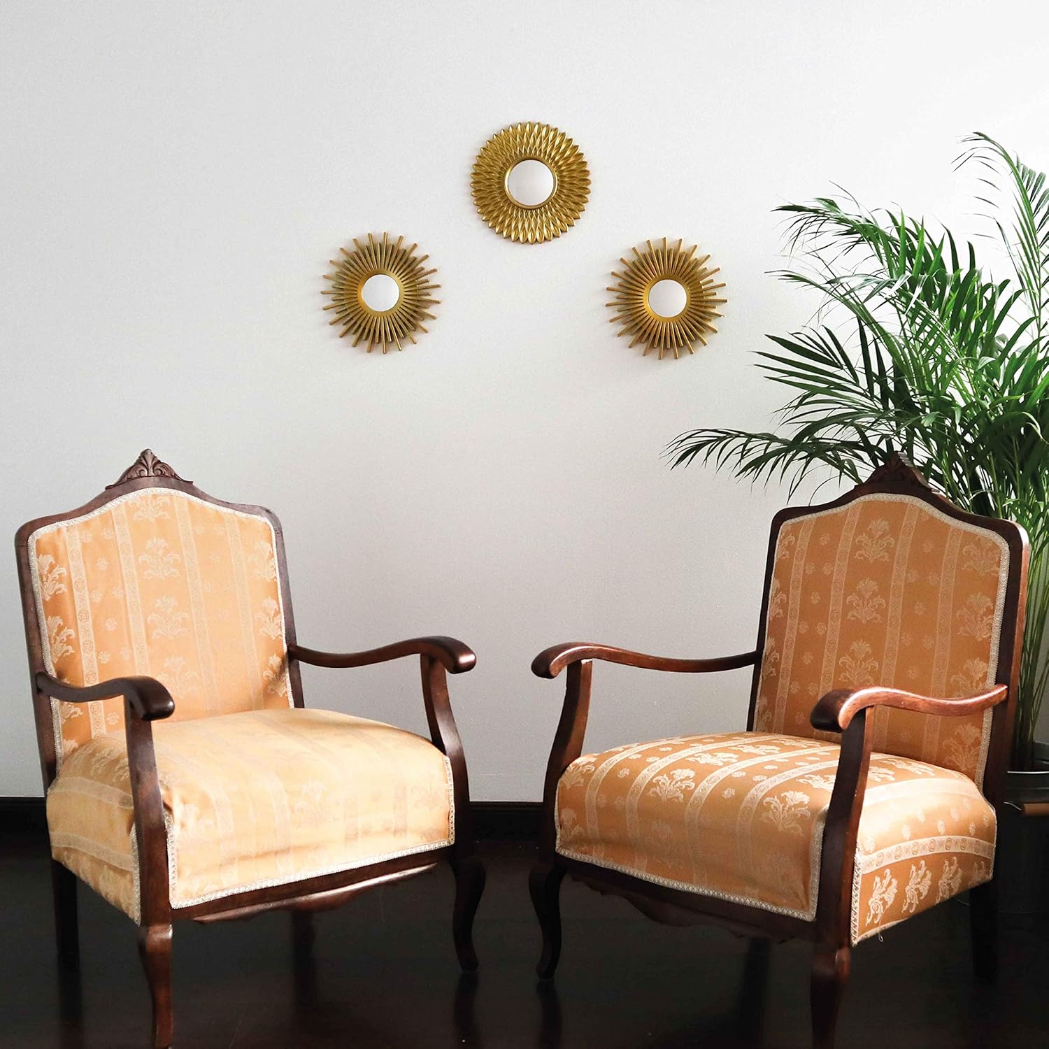 Wall Mirrors Pack of 3 Round Gold Mirrors for Living Room