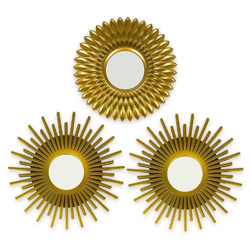 Wall Mirrors Pack of 3 Round Gold Mirrors for Living Room